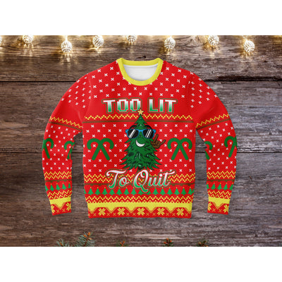 Dim Gray Too Lit To Quit | Ugly Xmas Sweater