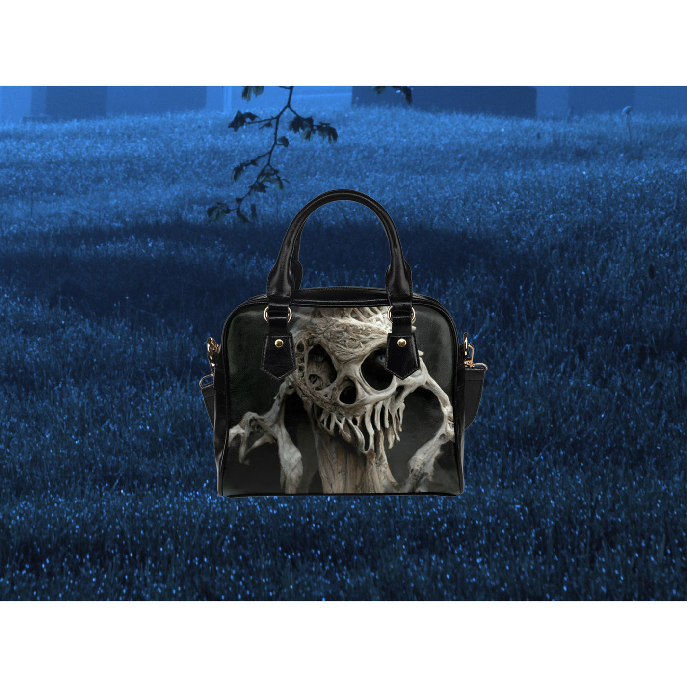 Dark Slate Gray Bone Monster 8 | Leather Shoulder Bag