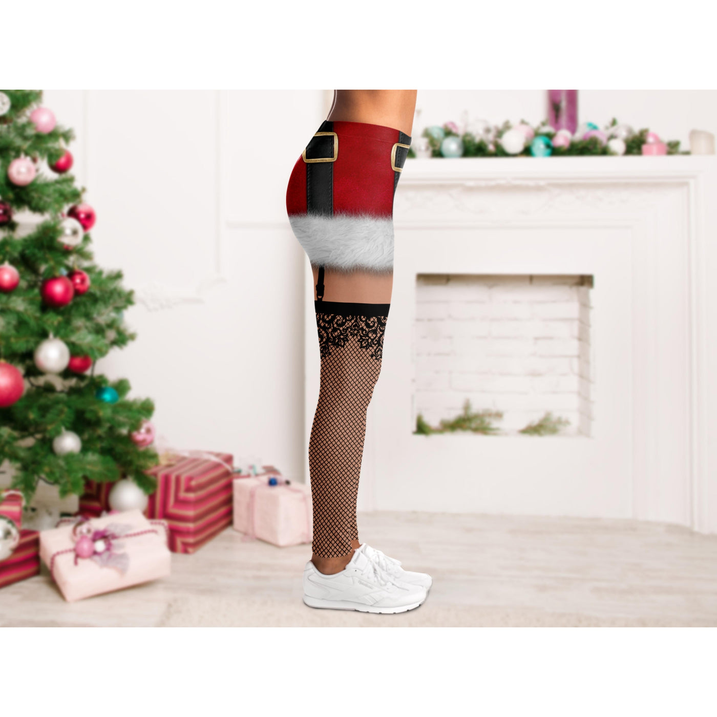 Antique White Naughty Santa | Leggings
