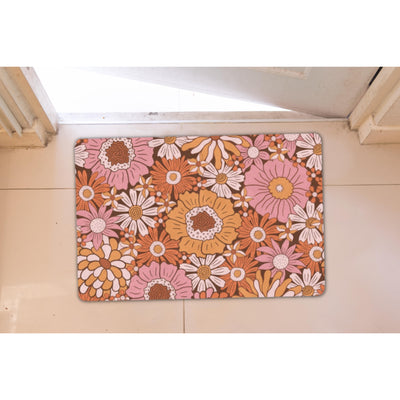 Tan Hippie Flowers | Doormat