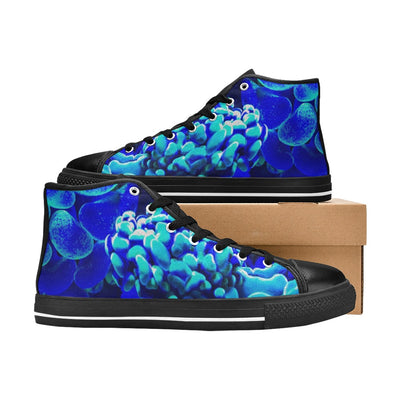 Rosy Brown Blue Neon Coral Reef | Men’s Classic High Top Canvas Shoes