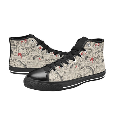 Gray Gothic Vintage Paper Print | Women's Classic High Top Canvas Shoes