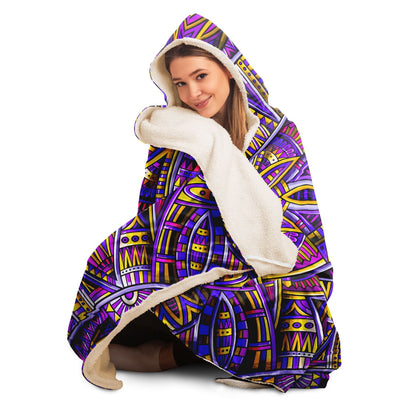 Black Festival Clothes Tribal Lines 15 | Hooded Blanket