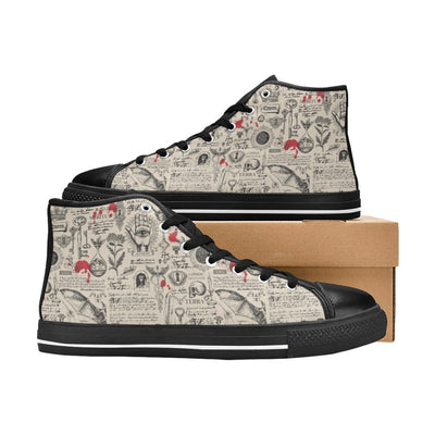 Rosy Brown Gothic Vintage Paper Print | Women's Classic High Top Canvas Shoes