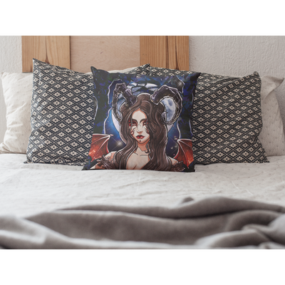 Gray Cute Gothic Demon | Pillow Cover