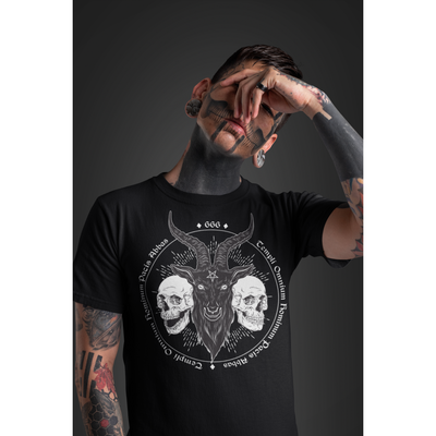Dark Slate Gray Baphomet Demon Goat Head | T-Shirt