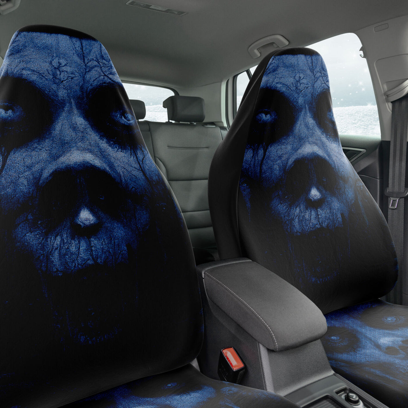 Dark Slate Gray Hells Mouth Blue Gothic Art | Car Seat Covers