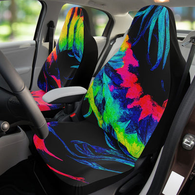 Rosy Brown Trippy Tie Dye Paper On Black | Car Seat Covers
