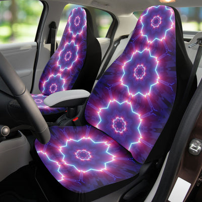 Dark Slate Gray Neon Tie Dye Cyber Rave | Car Seat Covers