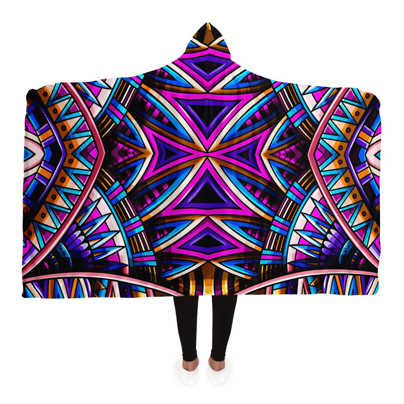Black Festival Clothes Tribal Lines 4 | Hooded Blanket
