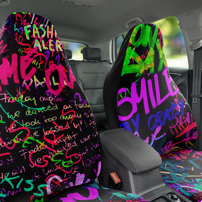Dark Slate Gray Graffiti Neon Wall Writings Rave | Car Seat Covers