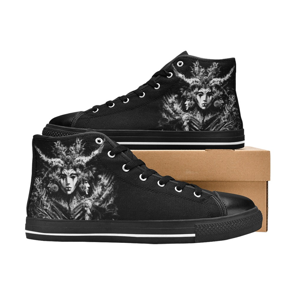 Rosy Brown Gray Greek Goddess Hecate | Women's Classic High Top Canvas Shoes
