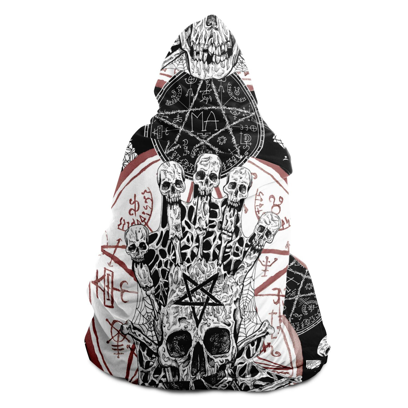 Gray Gothic Esoteric & Evil Skulls | Hooded Blanket