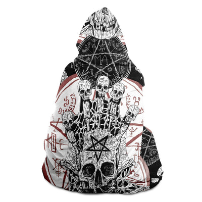 Gray Gothic Esoteric & Evil Skulls | Hooded Blanket