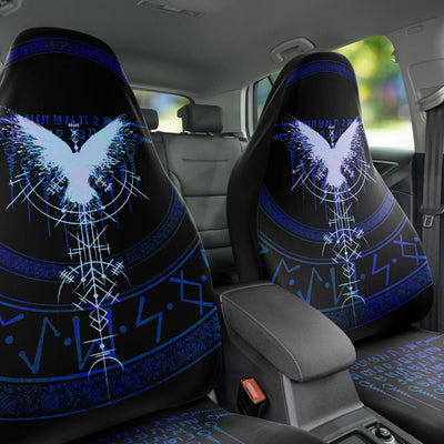 Dark Slate Gray Viking Runes Grunge Bird | Car Seat Covers