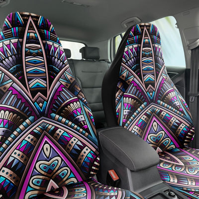 Dark Slate Gray Tribal Line Art 8 | Car Seat Covers