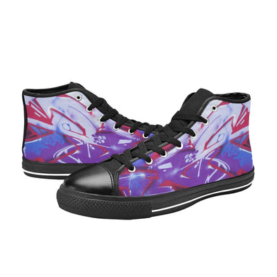 Dark Slate Gray White Purple & Pink Graffiti | Women's Classic High Top Canvas Shoes