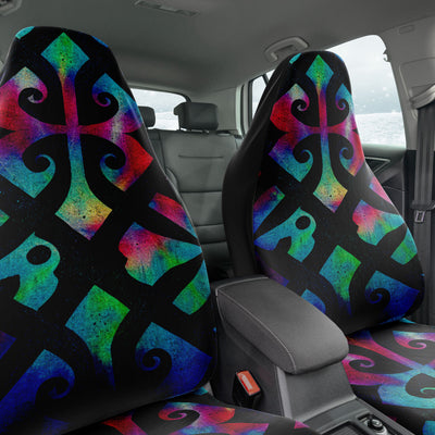 Dark Slate Gray Tie Dye Esoteric Symbols | Car Seat Covers