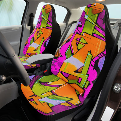 Dark Salmon Graffiti Art Orange Pink & Green | Car Seat Covers