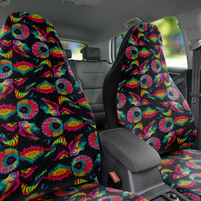 Dark Slate Gray Trippy Galaxy Tie Dye Squares | Car seat Covers