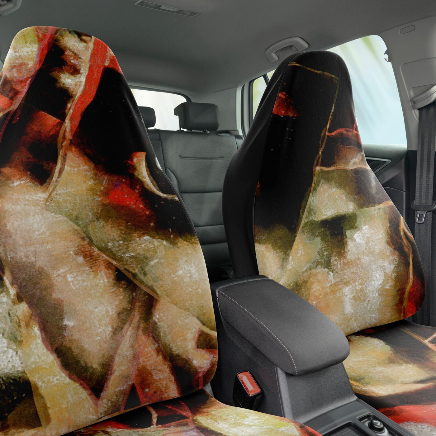 Dark Slate Gray Horror Art Collage Face | Car Seat Covers