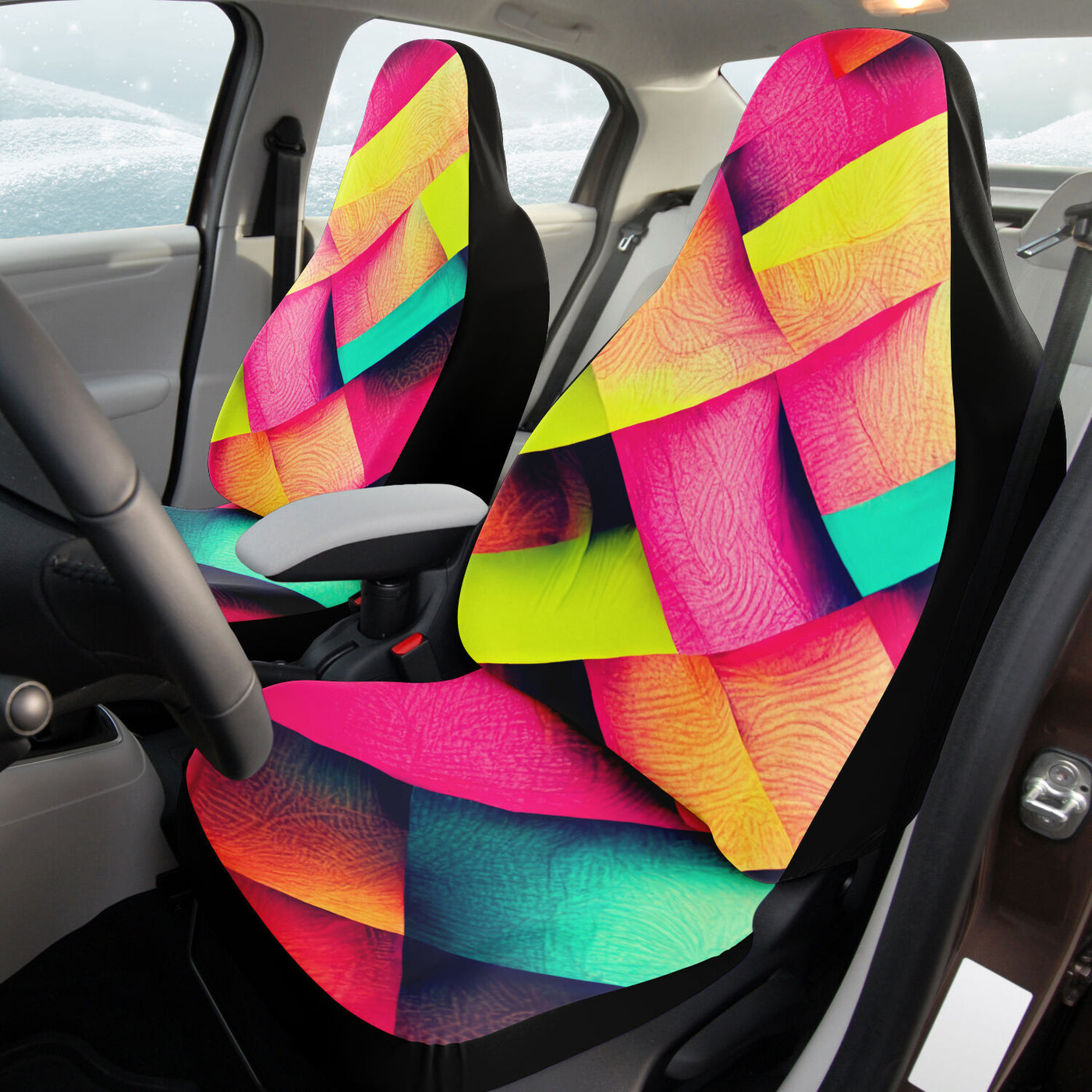 Dark Salmon Woven Tie Dye Pop Art 3 | Car Seat Covers