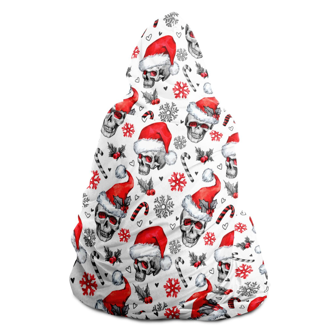 Light Gray santa skulls Hooded Blanket-Frontside-Design_Template copy