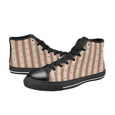 Rosy Brown Alice Playing Cards Wallpaper Black | Women's Classic High Top Canvas Shoes