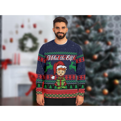 Dark Slate Gray What the Elf | Ugly Xmas Sweater