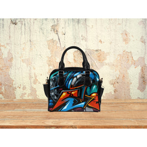 Wheat Trippy Red & Blue Graffiti Art | Leather Shoulder Bag