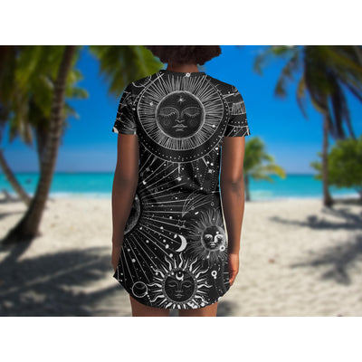 Gray Sun & Moon Celestial 9 | T-Shirt Dress