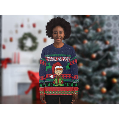 Dark Slate Gray What the Elf | Ugly Xmas Sweater