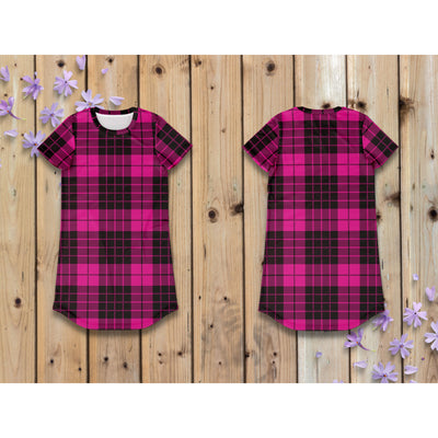 Rosy Brown Plaid Pastel Goth Pink | T-Shirt Dress