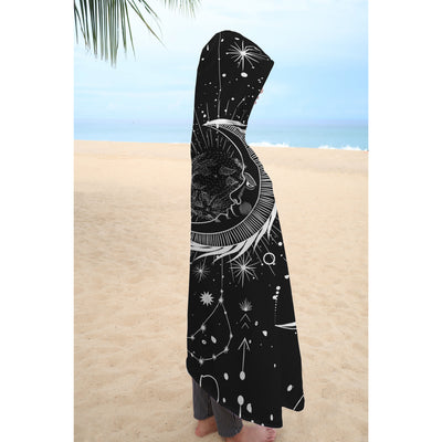 Light Gray Celestial Symbols 6 | Hooded Blanket
