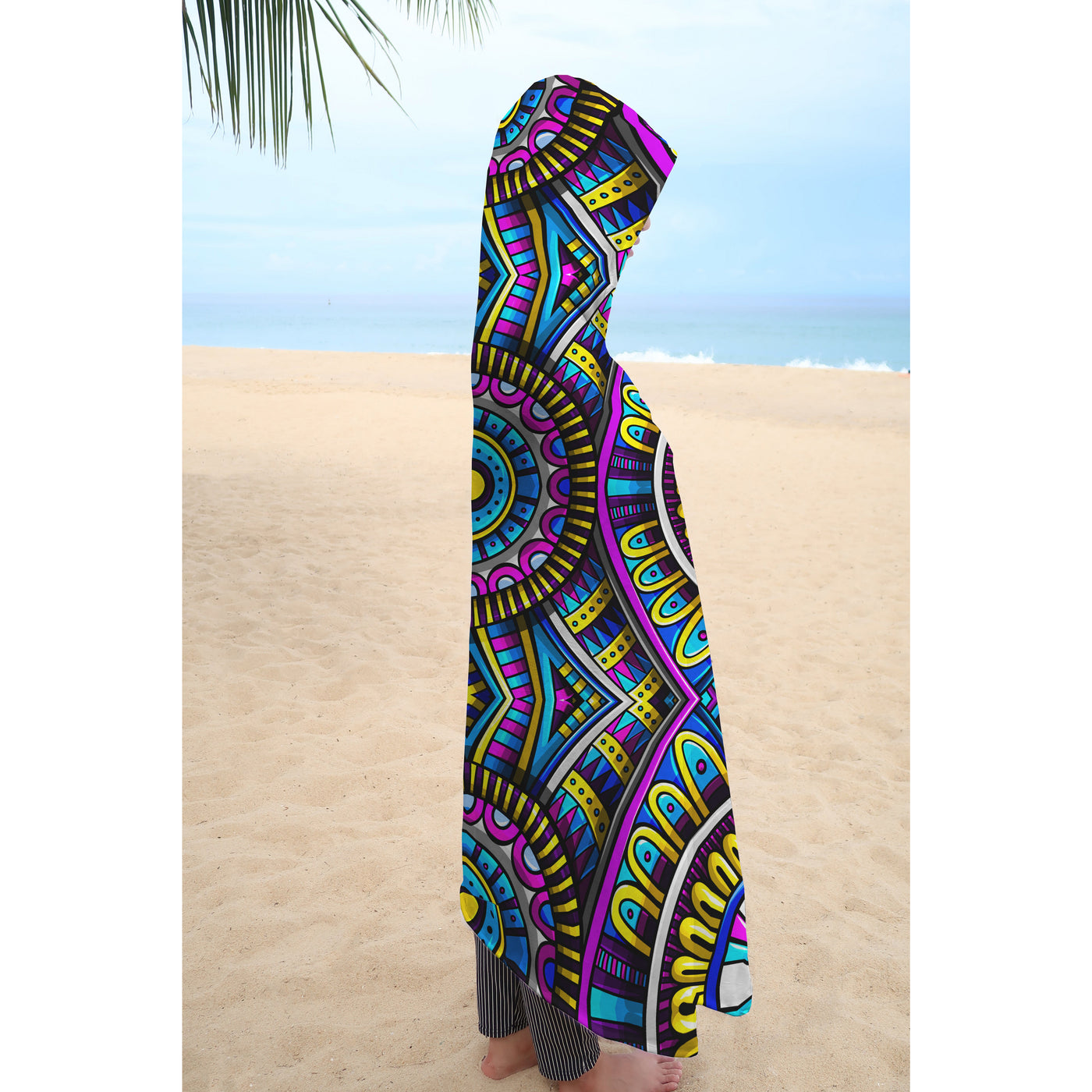 Light Gray Festival Clothes Tribal Lines 1 | Hooded Blanket