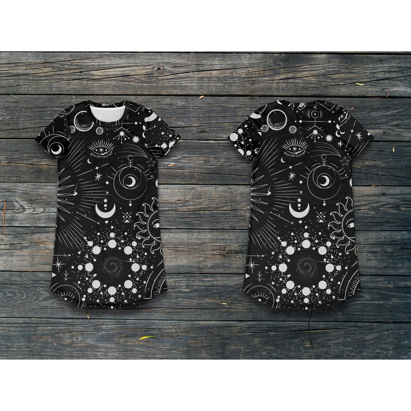 Dark Slate Gray Sun & Moon Celestial 10 | T-Shirt Dress