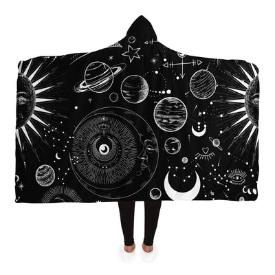 Black Celestial Symbols 7 | Hooded Blanket