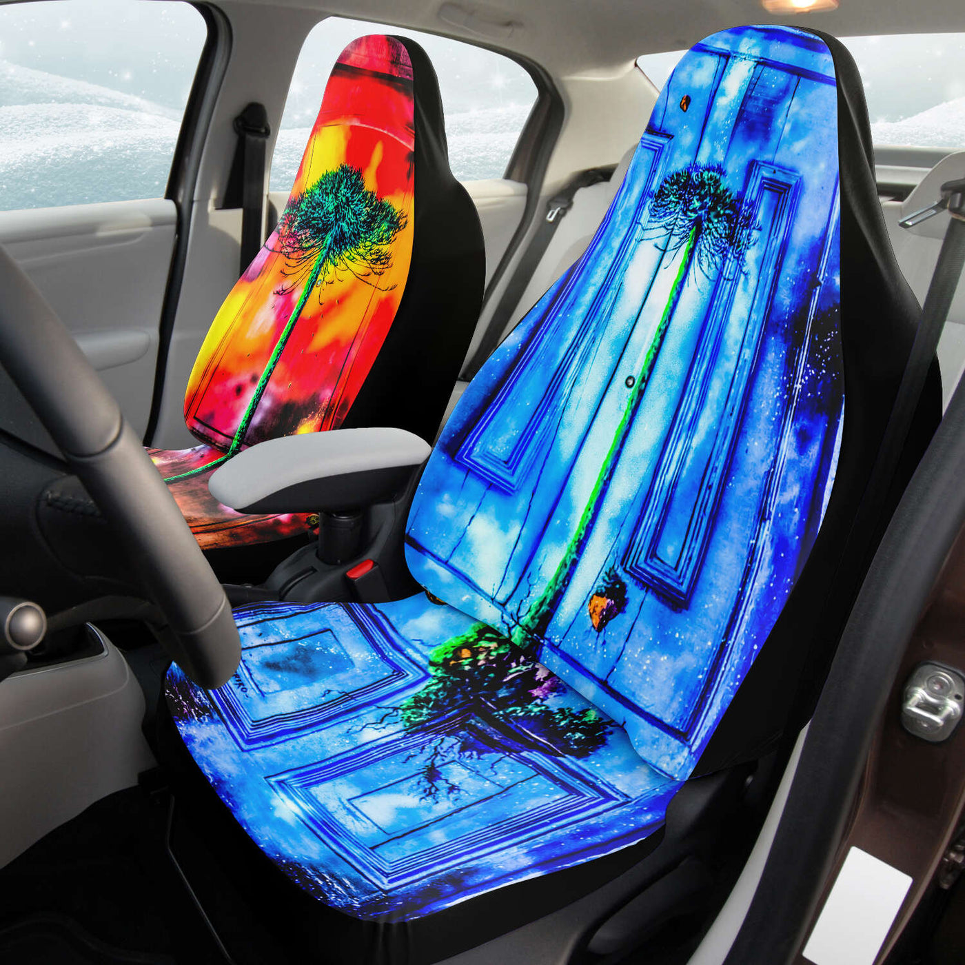 Gray Doors To Another World | Car Seat Covers