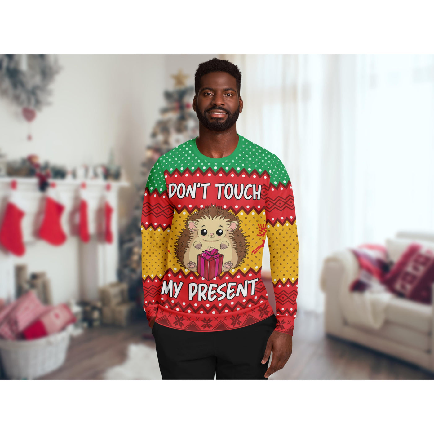 Light Gray Don't touch my Present | Ugly Xmas Sweater