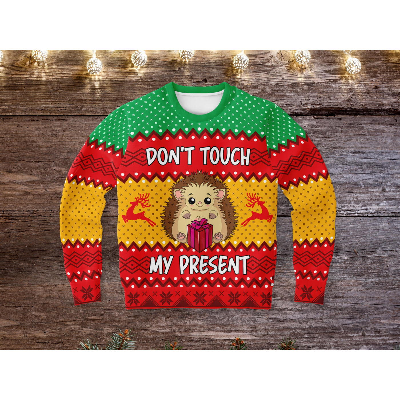 Dim Gray Don't touch my Present | Ugly Xmas Sweater