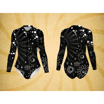 Black Celestial Dress Rave Clothing | Bodysuit Long Sleeve