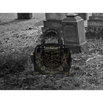 Dark Slate Gray Gothic Grunge 6 | Leather Shoulder Bag