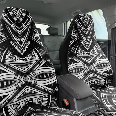 Dark Slate Gray Tribal Line Art 9 BW | Car Seat Covers