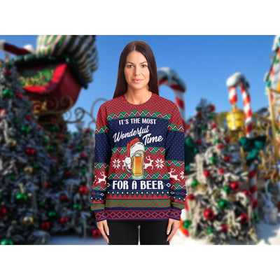 Dark Slate Gray Wonderful Time For A Beer | Ugly Xmas Sweater
