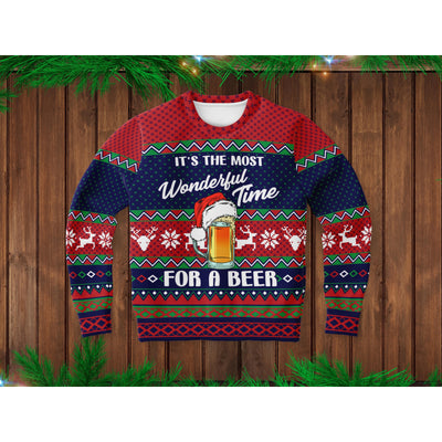 Saddle Brown Wonderful Time For A Beer | Ugly Xmas Sweater