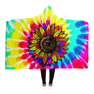Goldenrod Trippy Sunflower Tie Dye 1 | Hooded Blanket