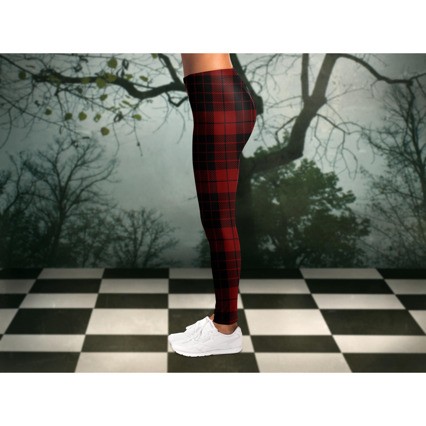 Dark Slate Gray Pastel Goth Plaid Red | Leggings