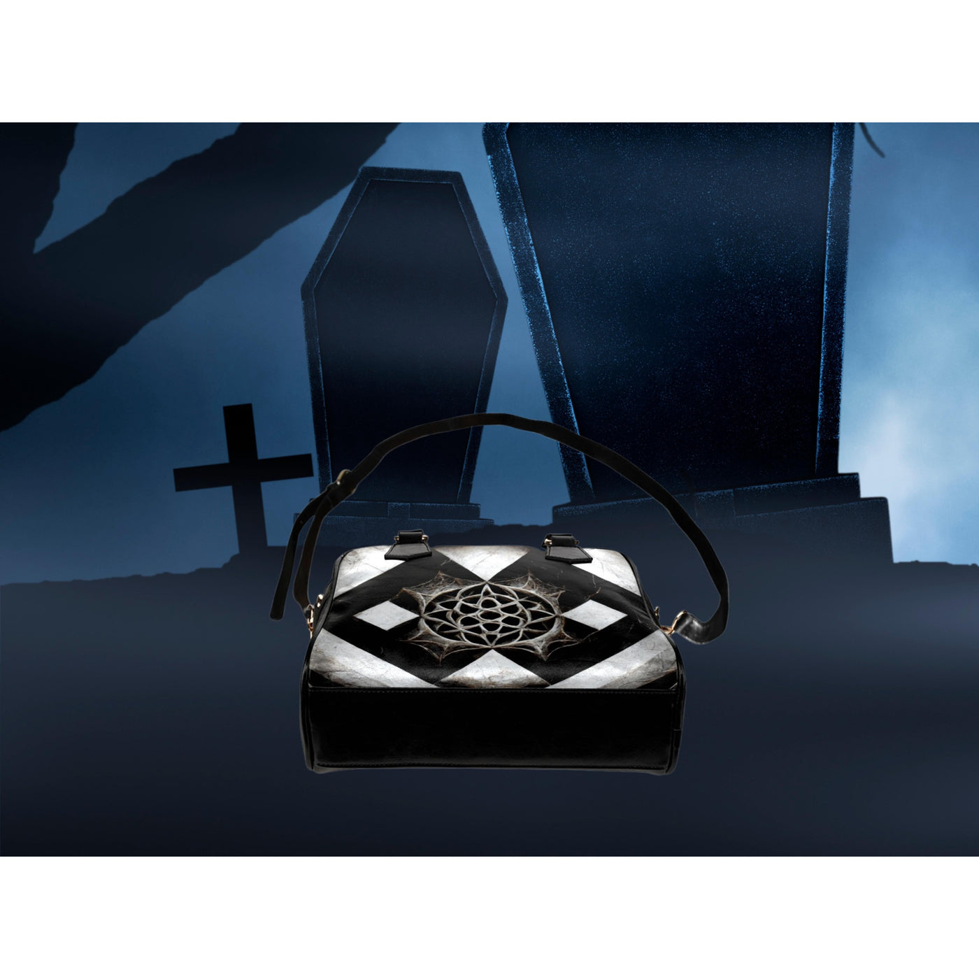 Black Esoteric Symbols 8 | Leather Shoulder Bag