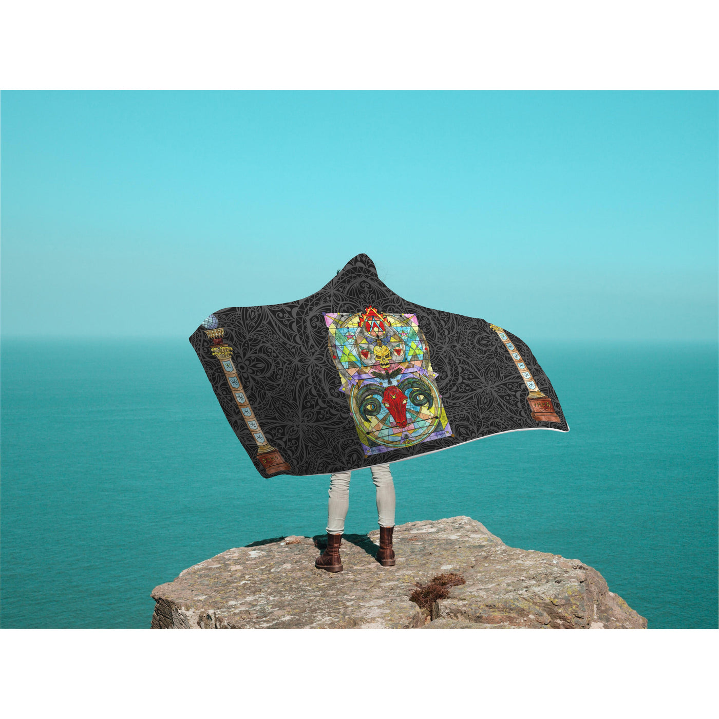 Medium Aquamarine witchy 29 Hooded Blanket-Frontside-Design_Template copy