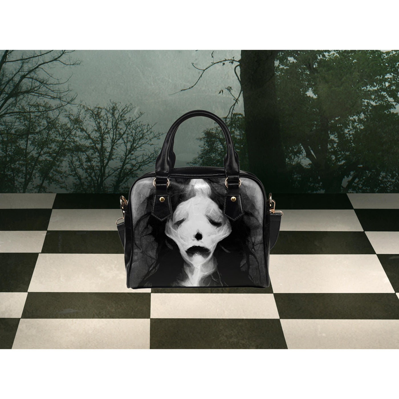 Dark Slate Gray The Woman With No Face 2 | Leather Shoulder Bag